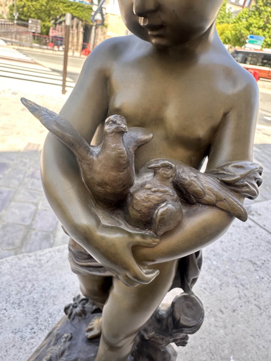 Bronze enfant aux oiseaux-photo-4