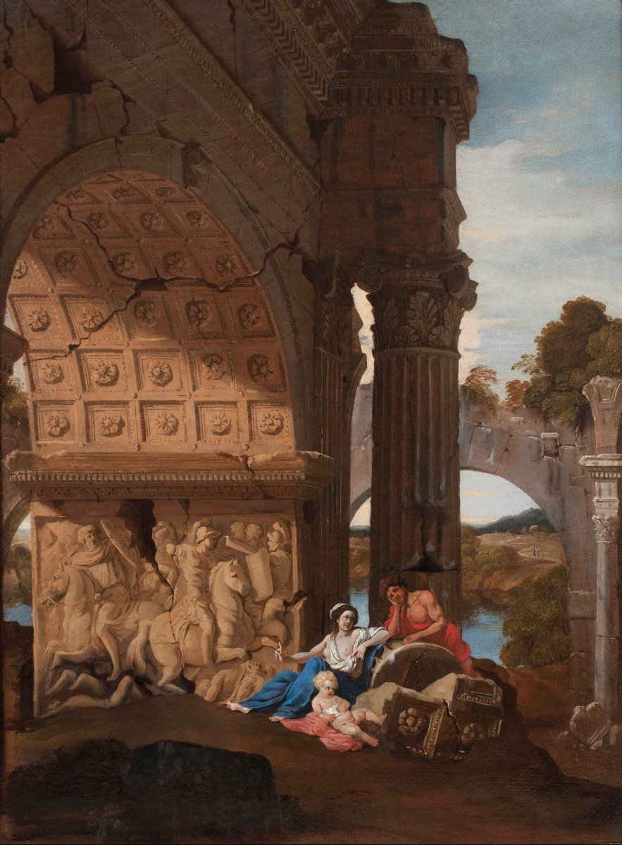 Jean Lemaire (dammartin-en-goele 1601 C. – Gaillon 1659) A Roman Landscape With Figures Resting By Ruins
