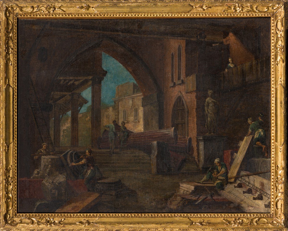 Pietro Paltronieri, Called Il Mirandolese (mirandola 1673–bologna 1741)  Couple Of Interiors -photo-2