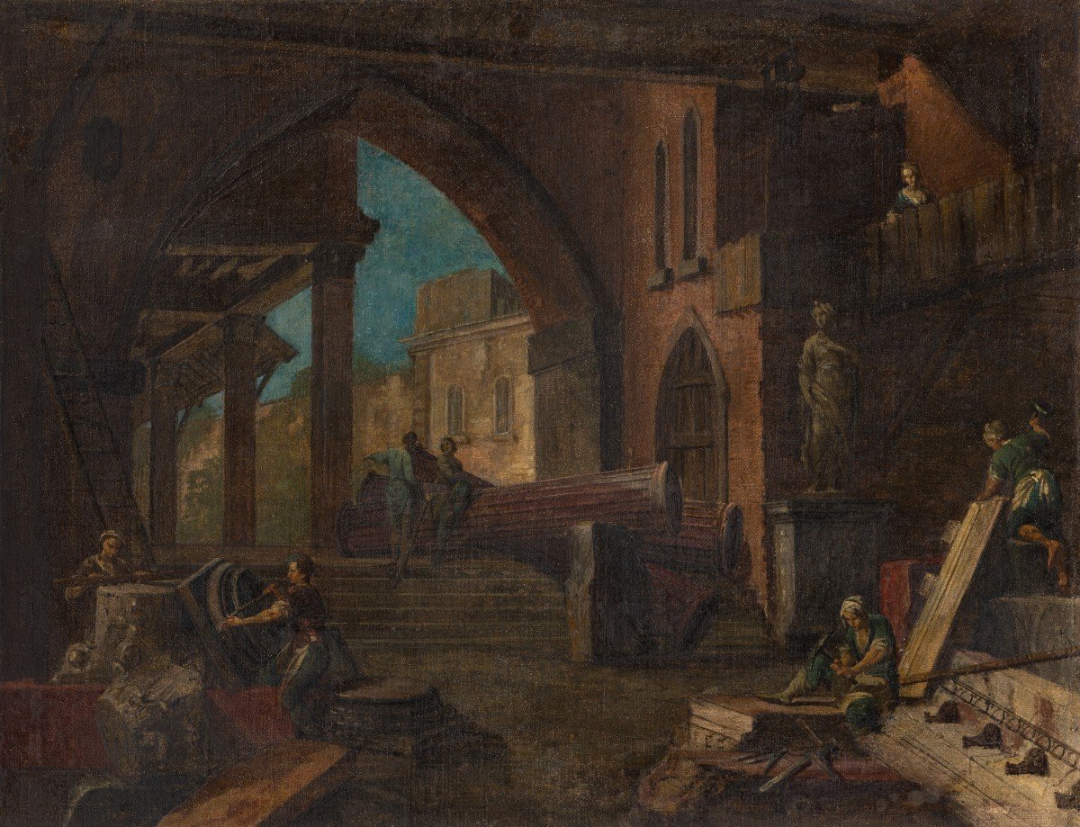 Pietro Paltronieri, dit Il Mirandolese (Mirandola 1673–Bologna 1741) Paire d'intérieurs architecturaux-photo-3