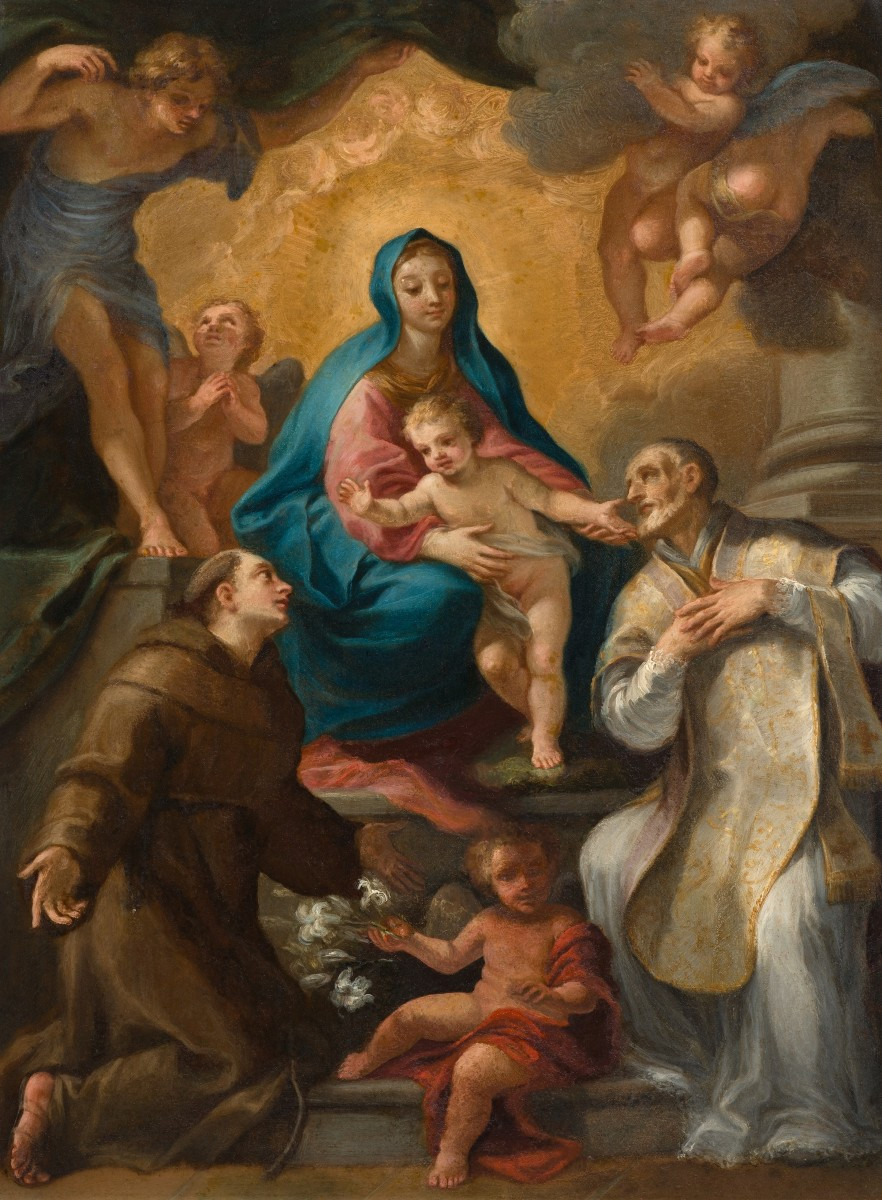 Venetian School Of The 17th Century, Virgin With Child And Saints