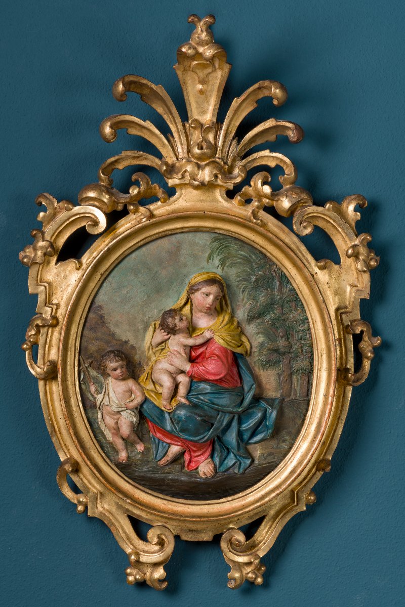 Giuseppe Maria Mazza (1653 - 1741), Madonna And Child With Saint John The Baptist