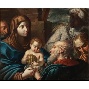 Andrea Celesti (venezia 1637–tuscolano 1712) The Adoration Of The Shepherds