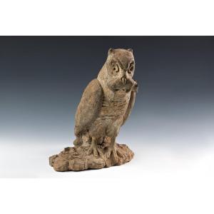 Terracotta, Owl Sculpture, Early XIX Th Century 
