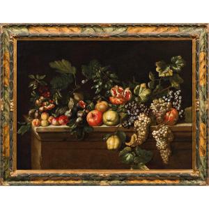 Agostino Verrocchio (roma 1586-1659)  Still Life With Apples, Grapes, Figs, Pomegranates [...]