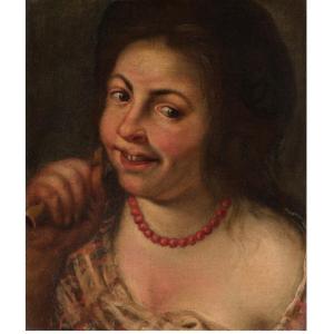 Francesco Cairo  (milano, 1607 - 1665),  Female Figure With Coral Necklace