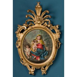 Giuseppe Maria Mazza (1653 - 1741), Madonna And Child With Saint John The Baptist