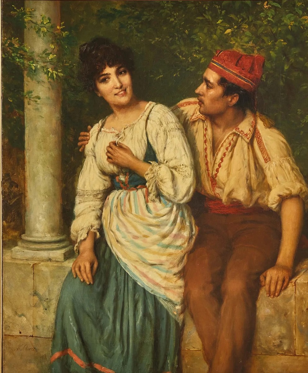William Oliver  (1823 - 1901) The Lovers (idillio Veneziano)-photo-3