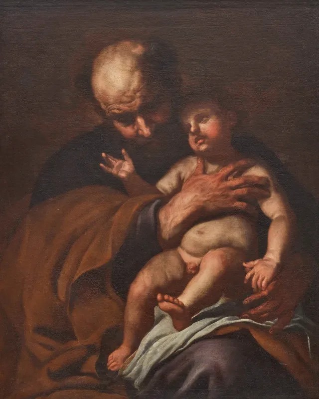 École italienne du XVIIe siècle - Titre: Saint Joseph avec l'enfant