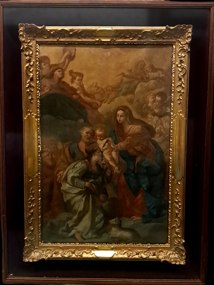 École italienne XVII/XVIII siècle. "Sacra famiglia"