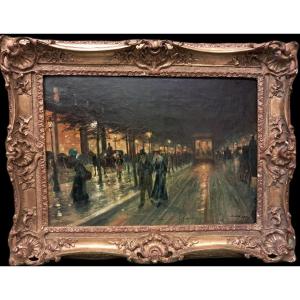 Willy Pogany - Promeneurs sur le boulevard Saint-Germain a Paris