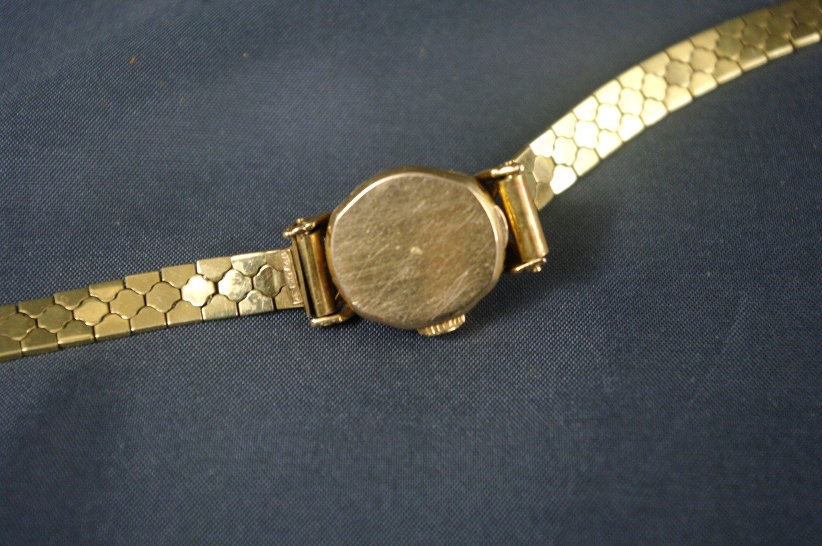 Omega Watch Solid Gold Art-deco Fund Case And Bracelet-photo-4