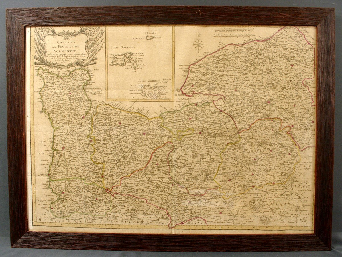 Carte De La Province De Normandie Par Duperrier Datée 1780 Guernesey Aurigny Jersey