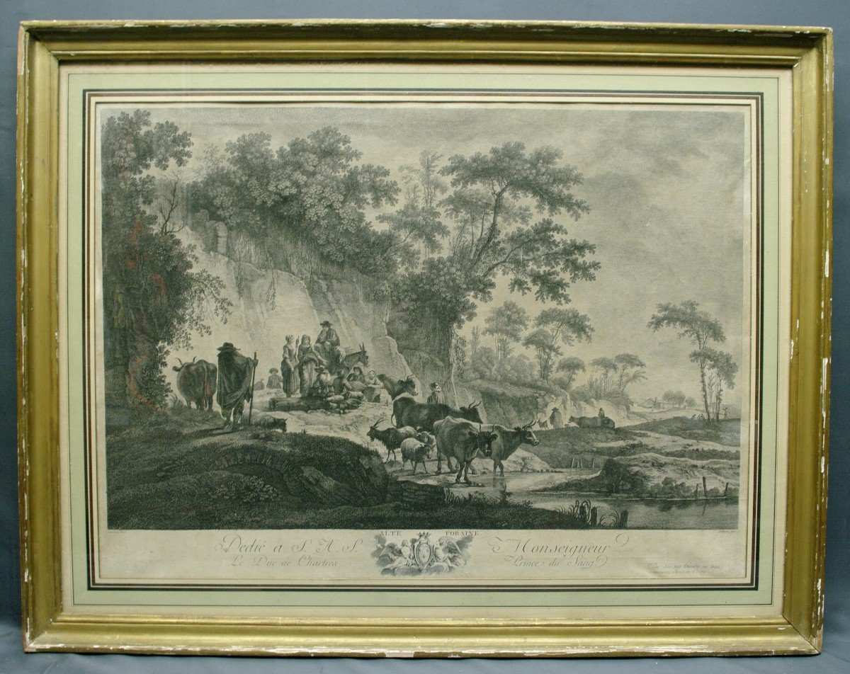 Gravure 18ème Loutherbourg & Lempereur Halte Foraine