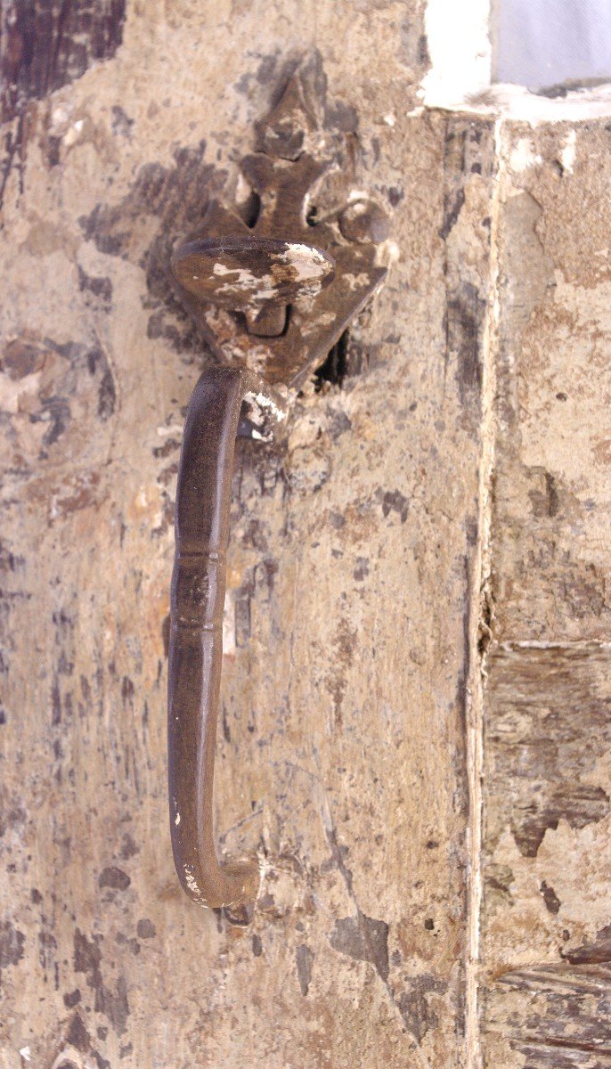 18th Century Oak Glass Door Latch And Handle-photo-3