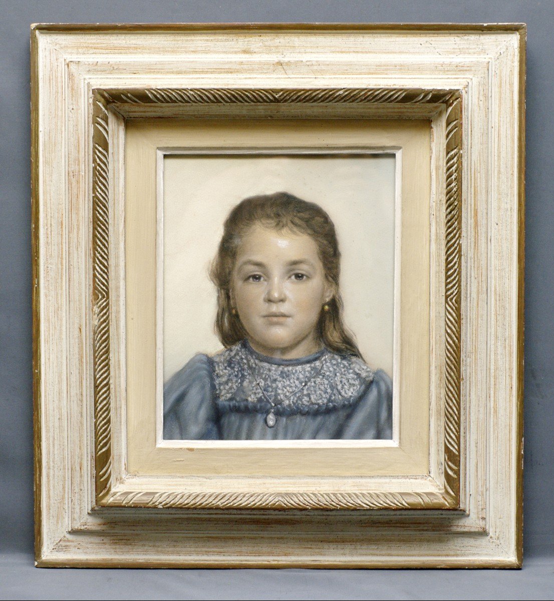 Portrait d'une Fillette Début 20ème Au Pastel