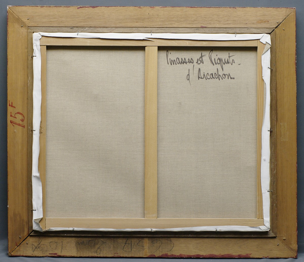 Tableau par François Franck Bassin d'Arcachon Pinasses aux Piquets vers 1970-photo-1