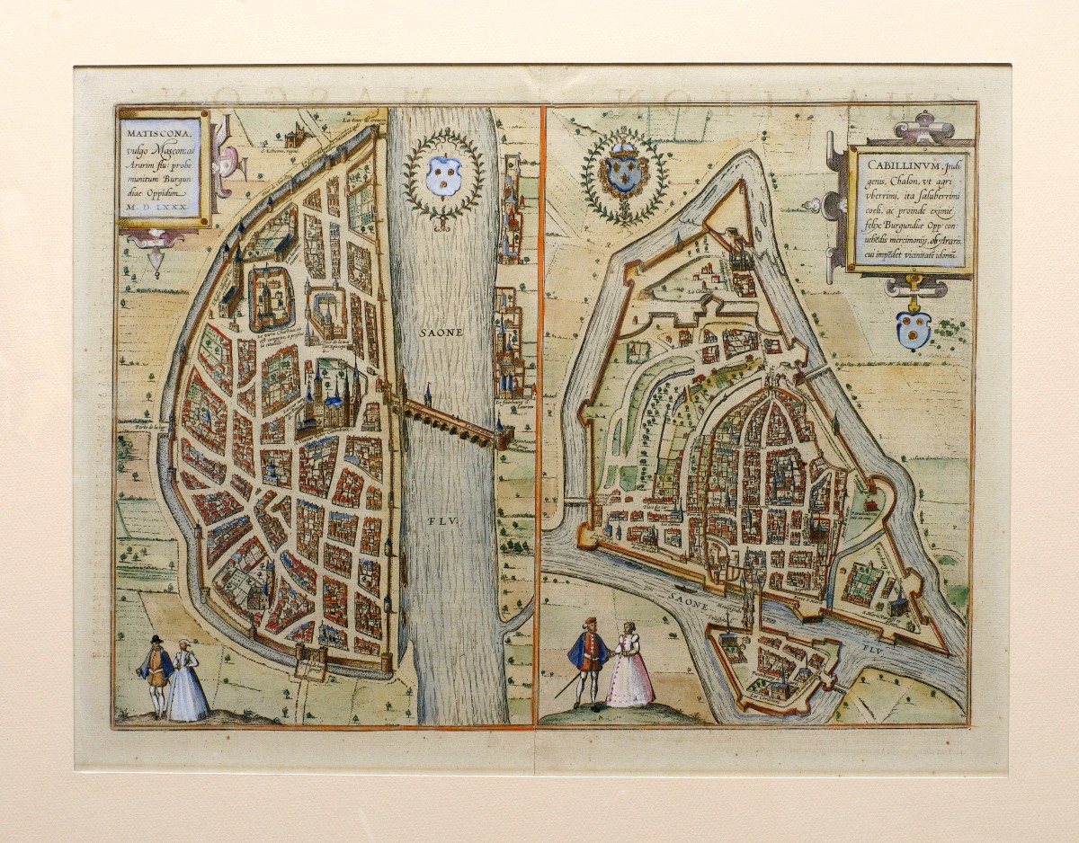 Carte de 1580 (d'époque)  Mastiscona & Cabillinum par Braun Georg Macon et Châlons-photo-2