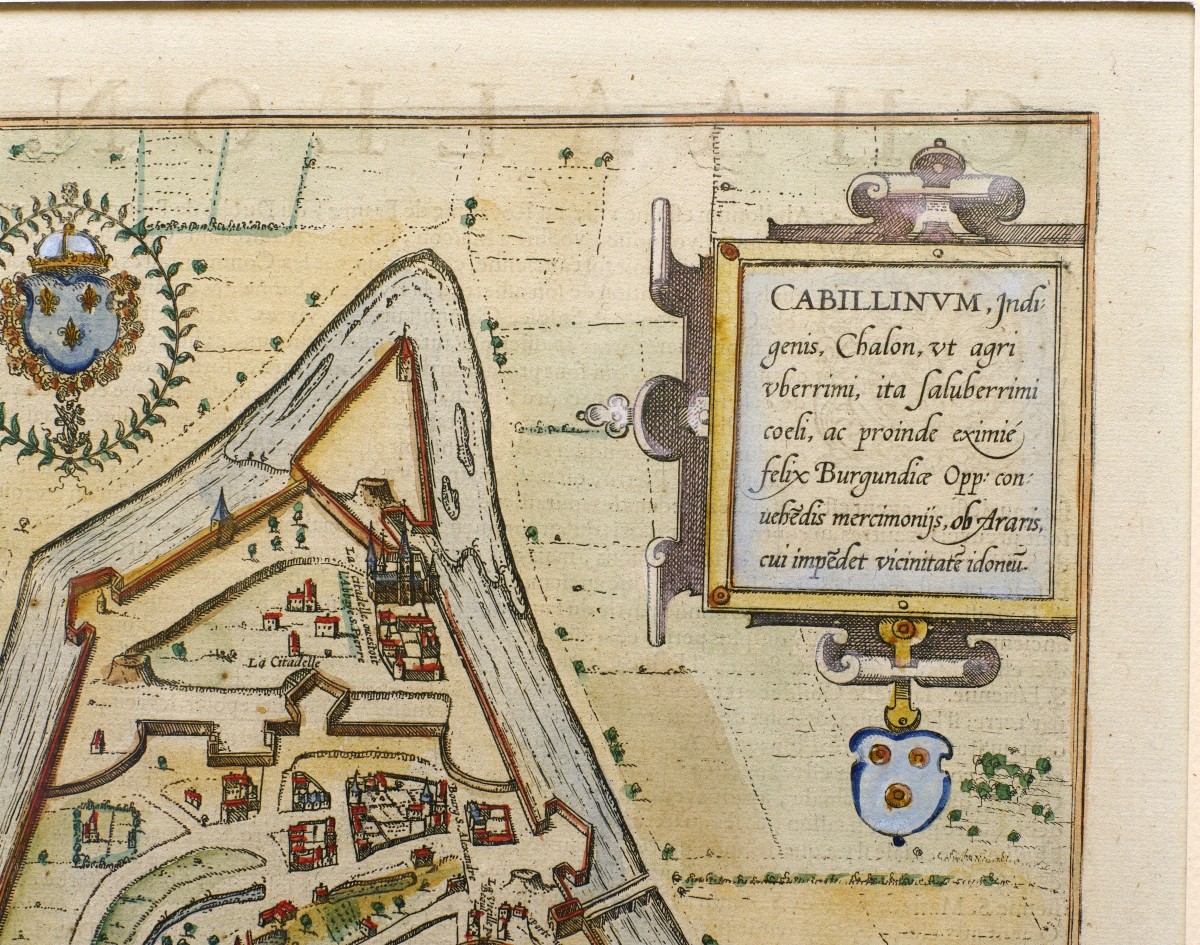 Carte de 1580 (d'époque)  Mastiscona & Cabillinum par Braun Georg Macon et Châlons-photo-1