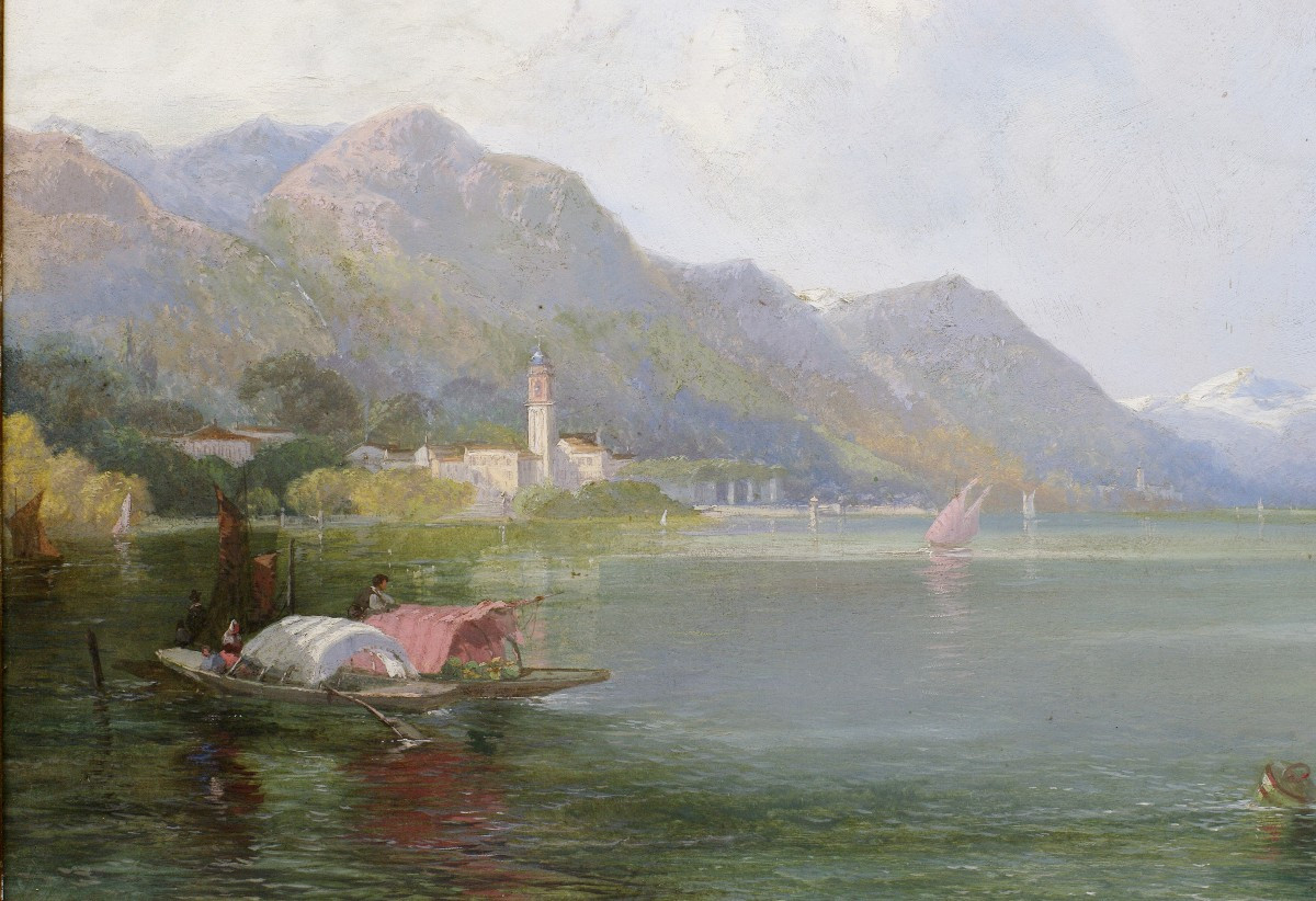 Early 20th Century Painting Of The "italian" Lake?-photo-3