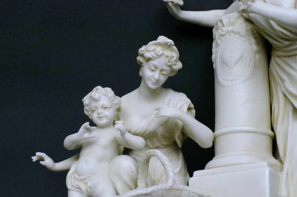 Biscuit 19ème Müller Thuringe Allemagne Porcelaine et bronze doré-photo-4