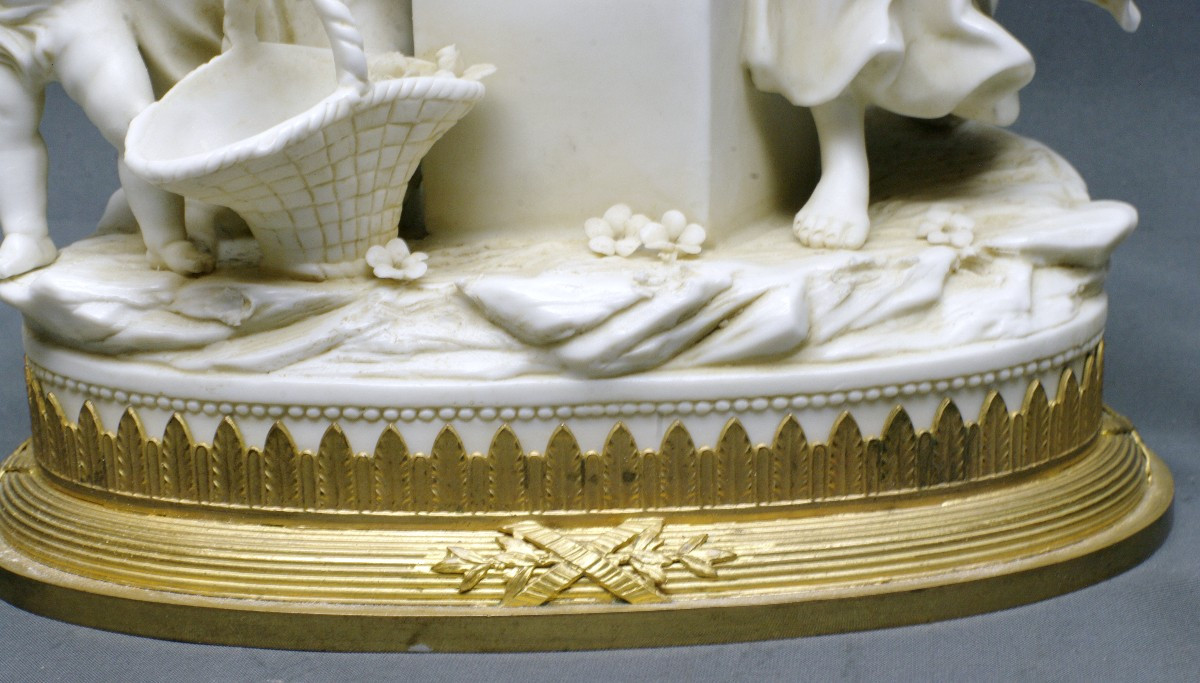 Biscuit 19ème Müller Thuringe Allemagne Porcelaine et bronze doré-photo-1