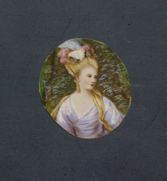 Miniature signée Romney Lady Carnac d'après un tableau de Reynolds-photo-2