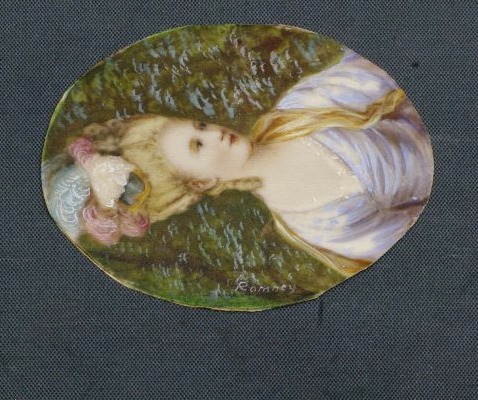 Miniature signée Romney Lady Carnac d'après un tableau de Reynolds-photo-3