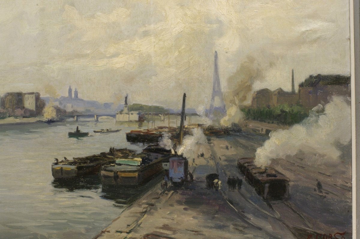 Vue de Paris par Corso école de paris genre Marquet vers 1930 quais de Seine-photo-3