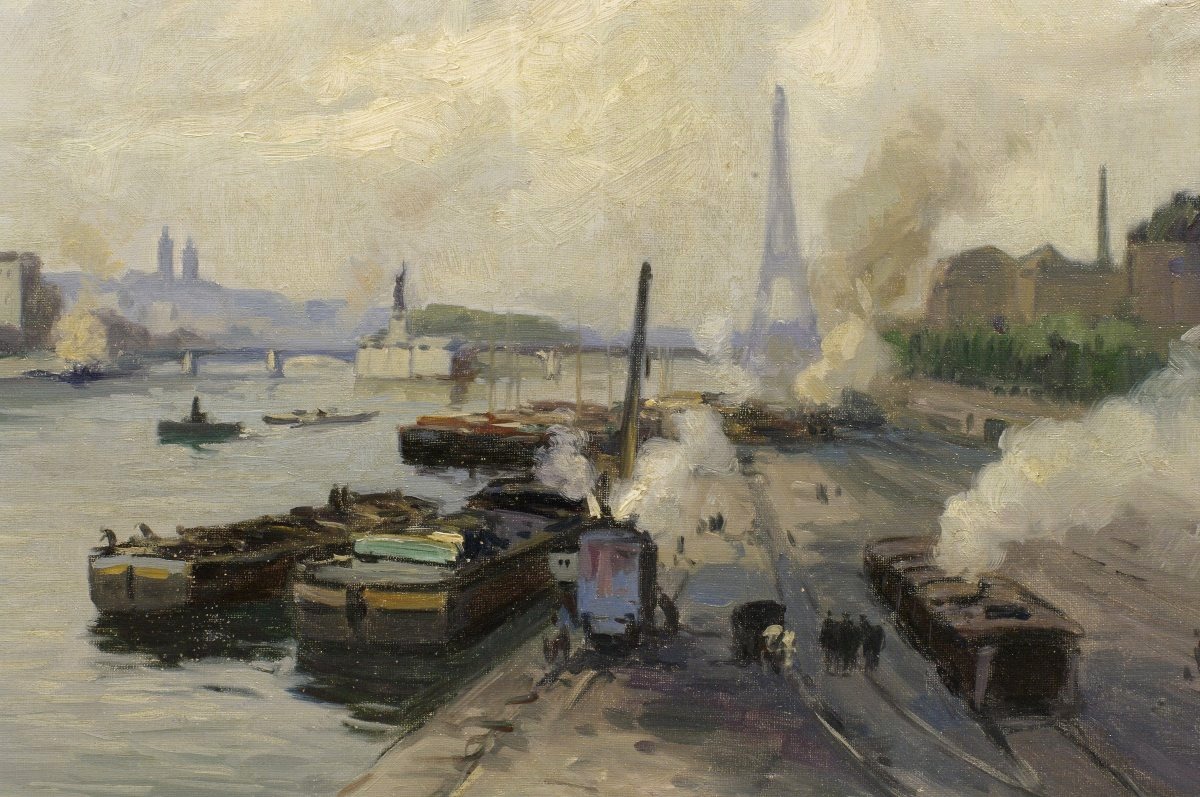Vue de Paris par Corso école de paris genre Marquet vers 1930 quais de Seine-photo-4