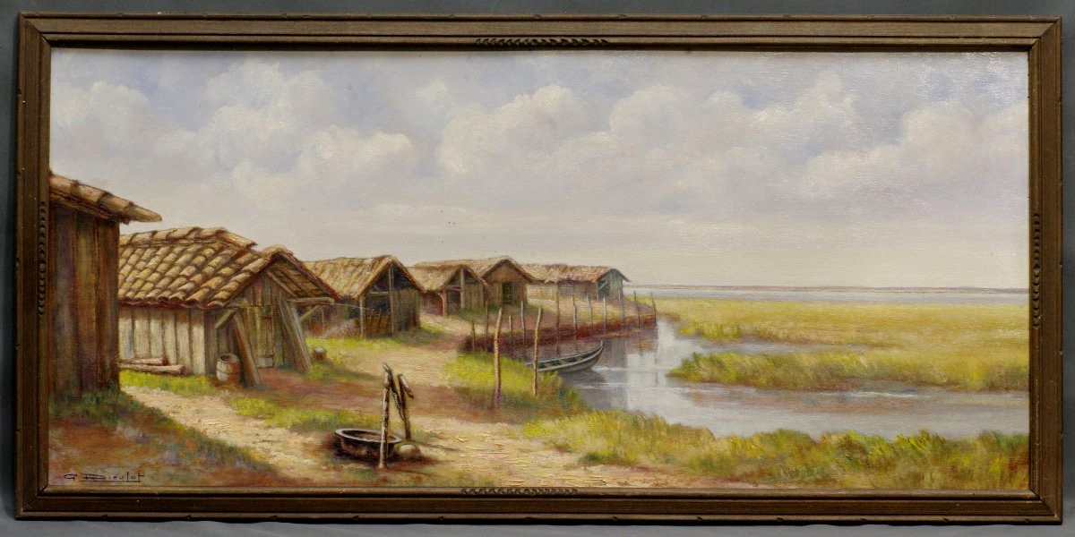 Painting, 1935, Gaston Dieulot, The Arcachon Basin, The Bird Island