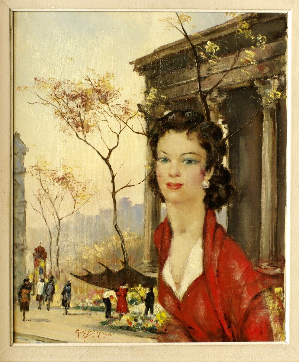 Georges Pierre Guinegault Flower Market In La Madeleine, Circa 1950-photo-2
