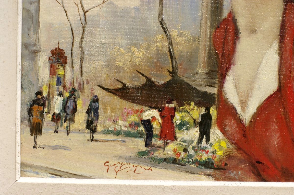 Georges Pierre Guinegault Flower Market In La Madeleine, Circa 1950-photo-4