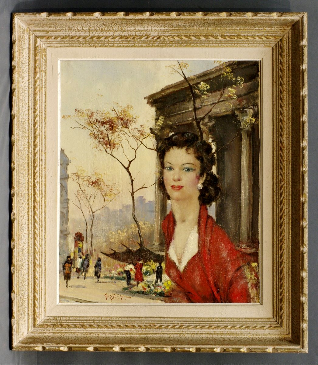 Georges Pierre Guinegault Flower Market In La Madeleine, Circa 1950