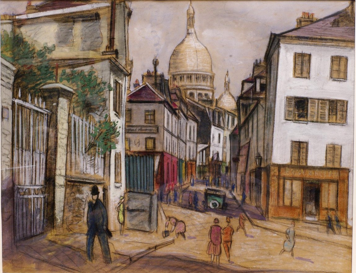  Montmartre aquarelle pastel et gouache vers 1930-photo-2