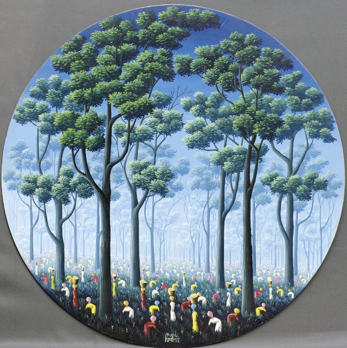 Painting: "avril Forest, Haiti, Port-au-prince," Circa 1980, Surrealist-photo-2