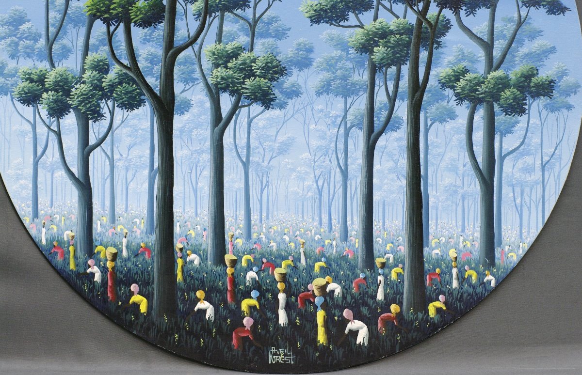 Painting: "avril Forest, Haiti, Port-au-prince," Circa 1980, Surrealist-photo-4