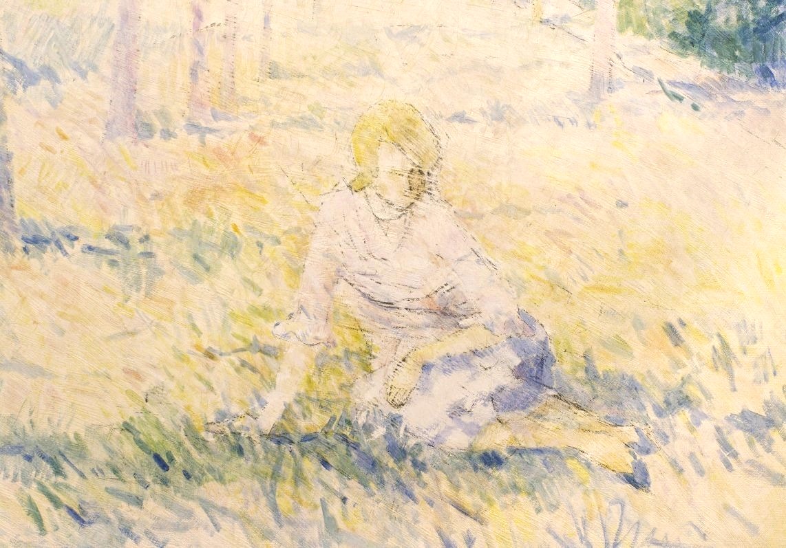 Large Painting By Robert Lambin, *woman In The Woods*, Circa 1960, Post-impressionism-photo-3