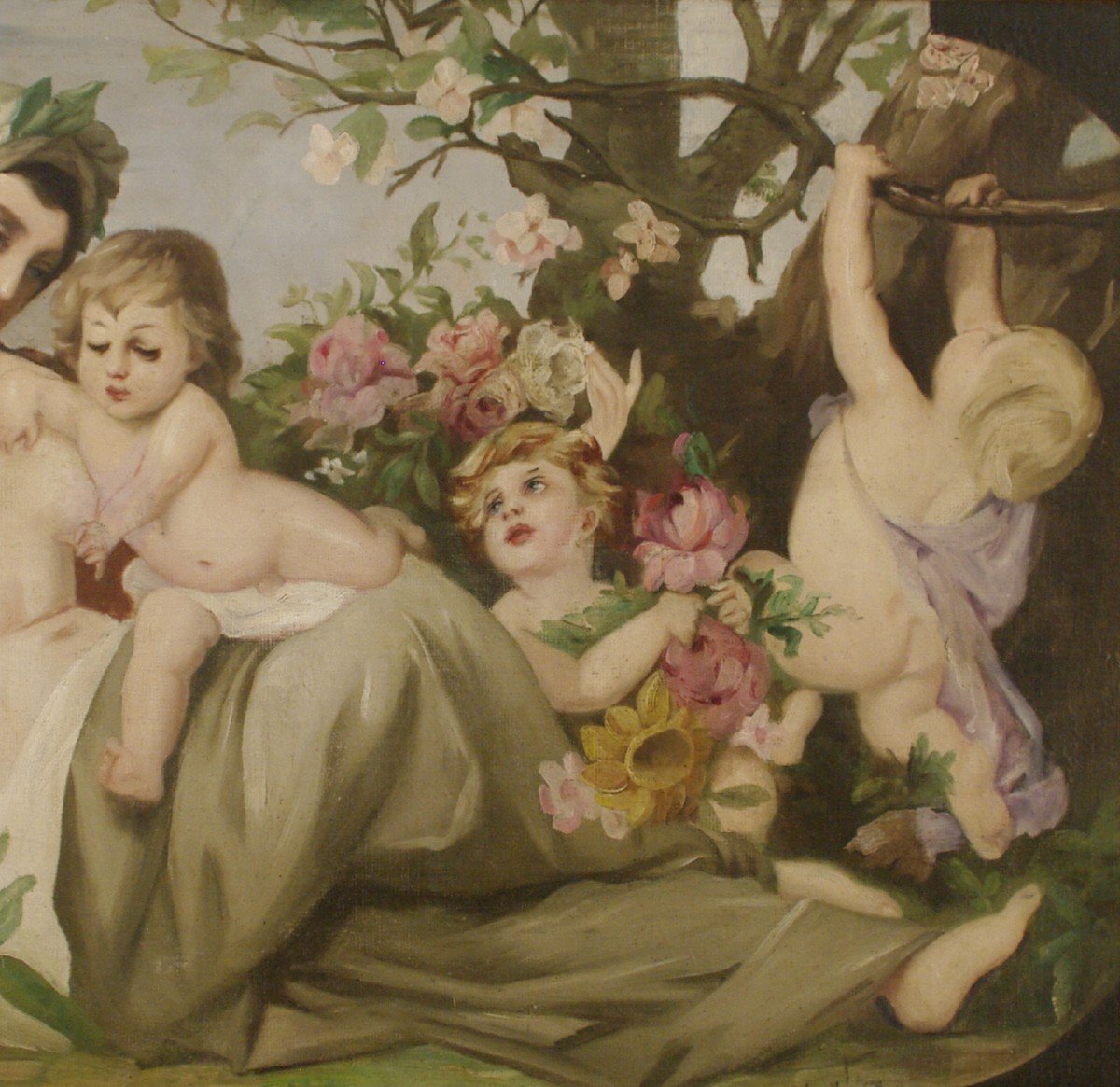 Table 19th Flora And Children Golden Framing-photo-1