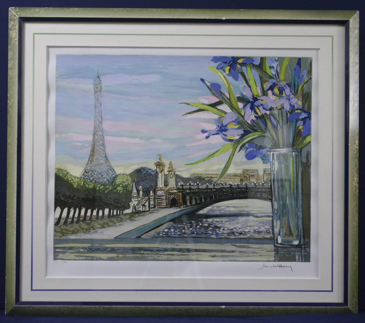 Original Screenprint Michel Henry Eiffel Tower Pont Alexandre III Paris