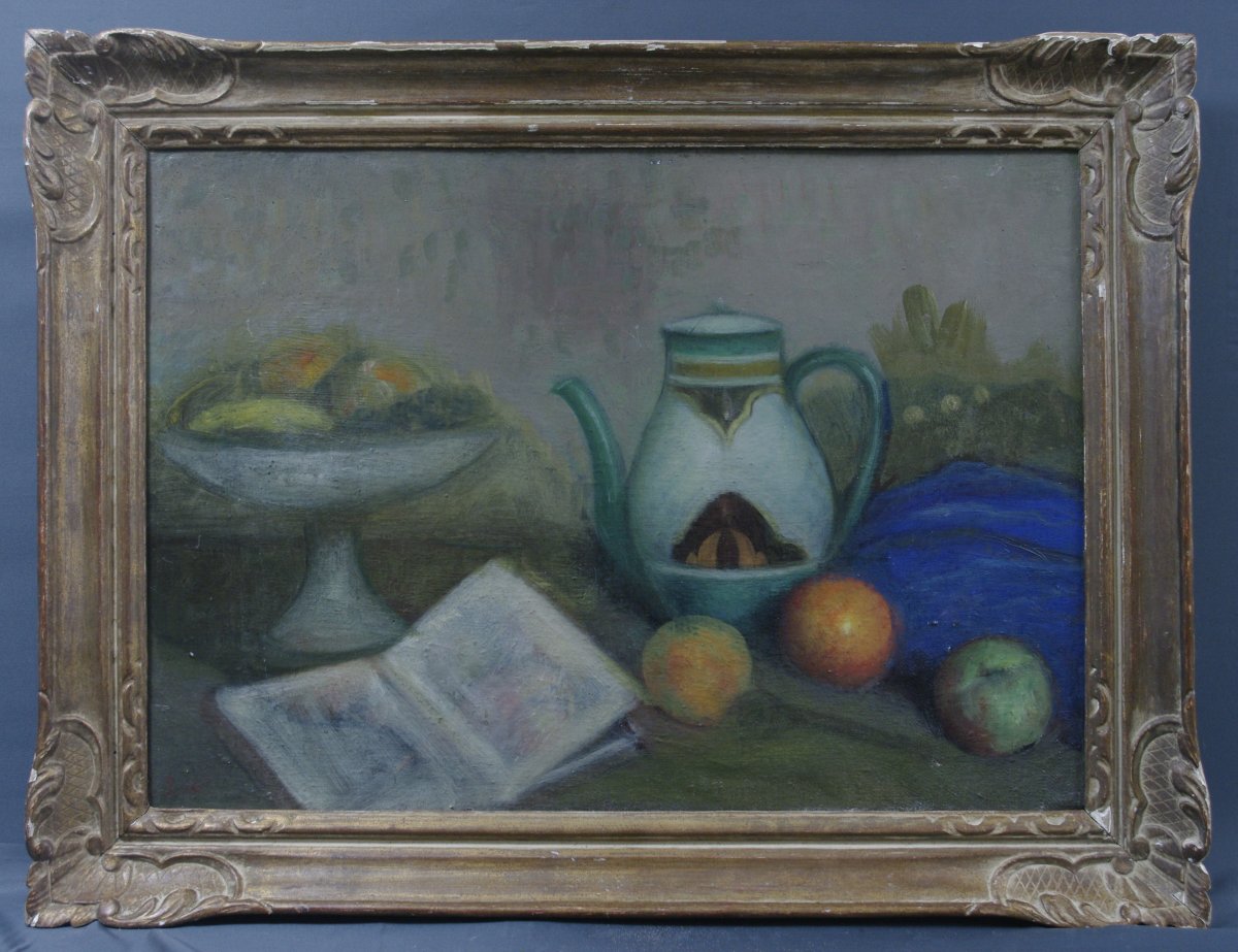 Still Life Painting Circa 1930 Iw Monogram