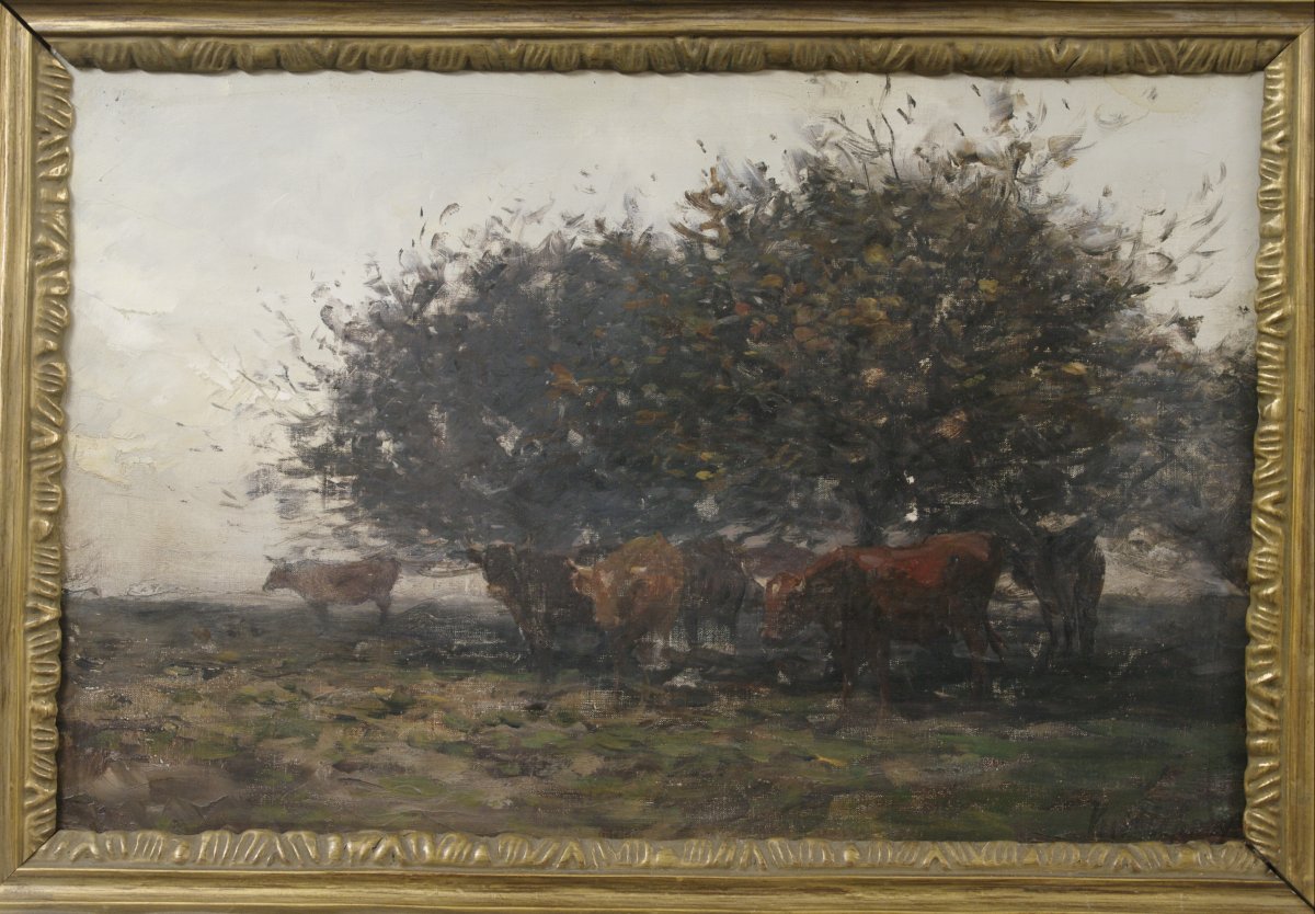 Table Félix Dominique De Vuillefroy (1841-1910) Herd Of Cows-photo-2