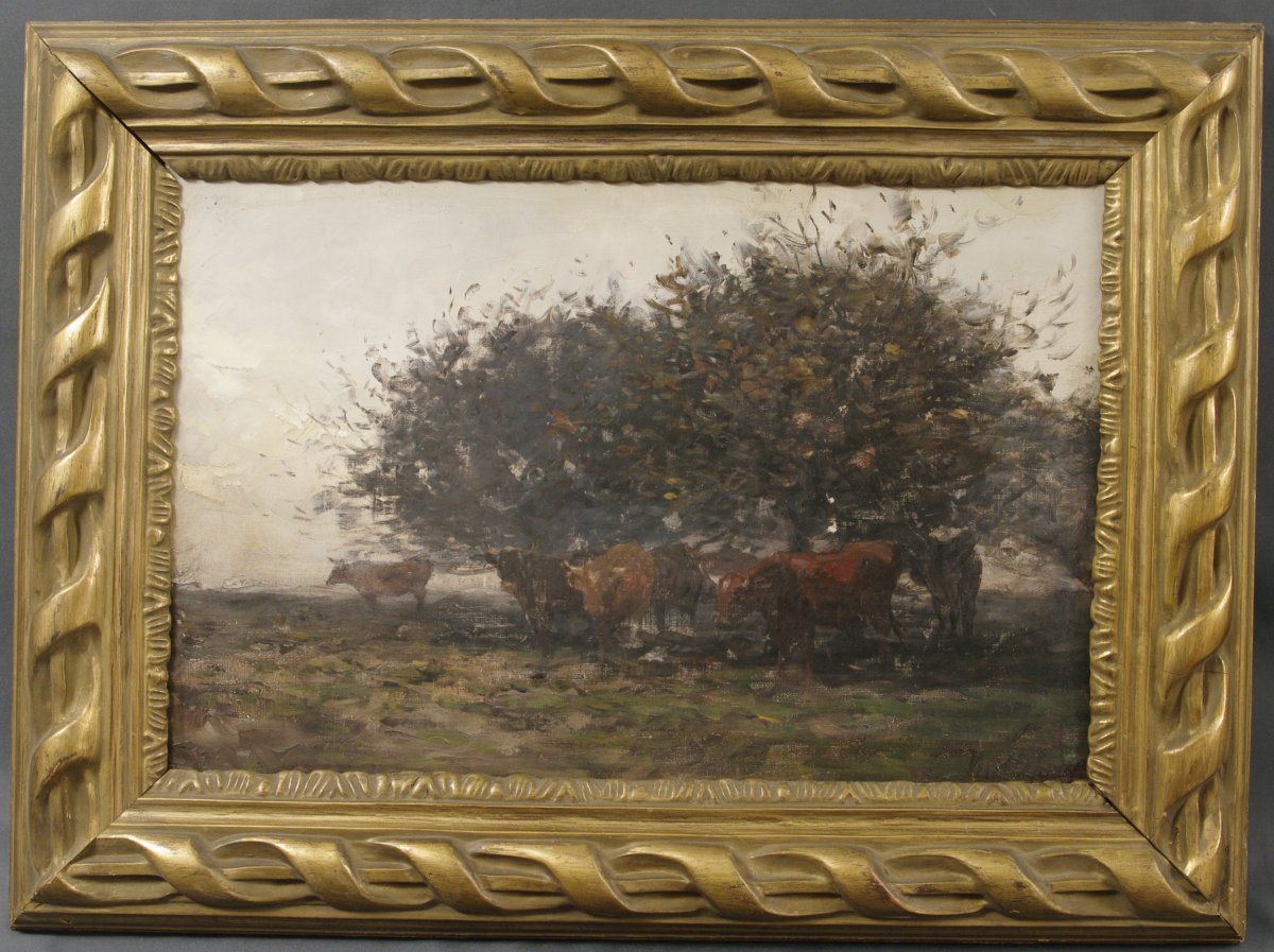 Table Félix Dominique De Vuillefroy (1841-1910) Herd Of Cows