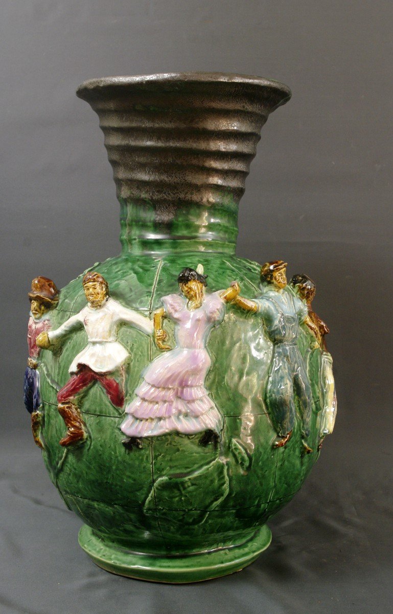Large Ceramic Vase Circa 1950 Le Monde Et Sa Farandole-photo-3