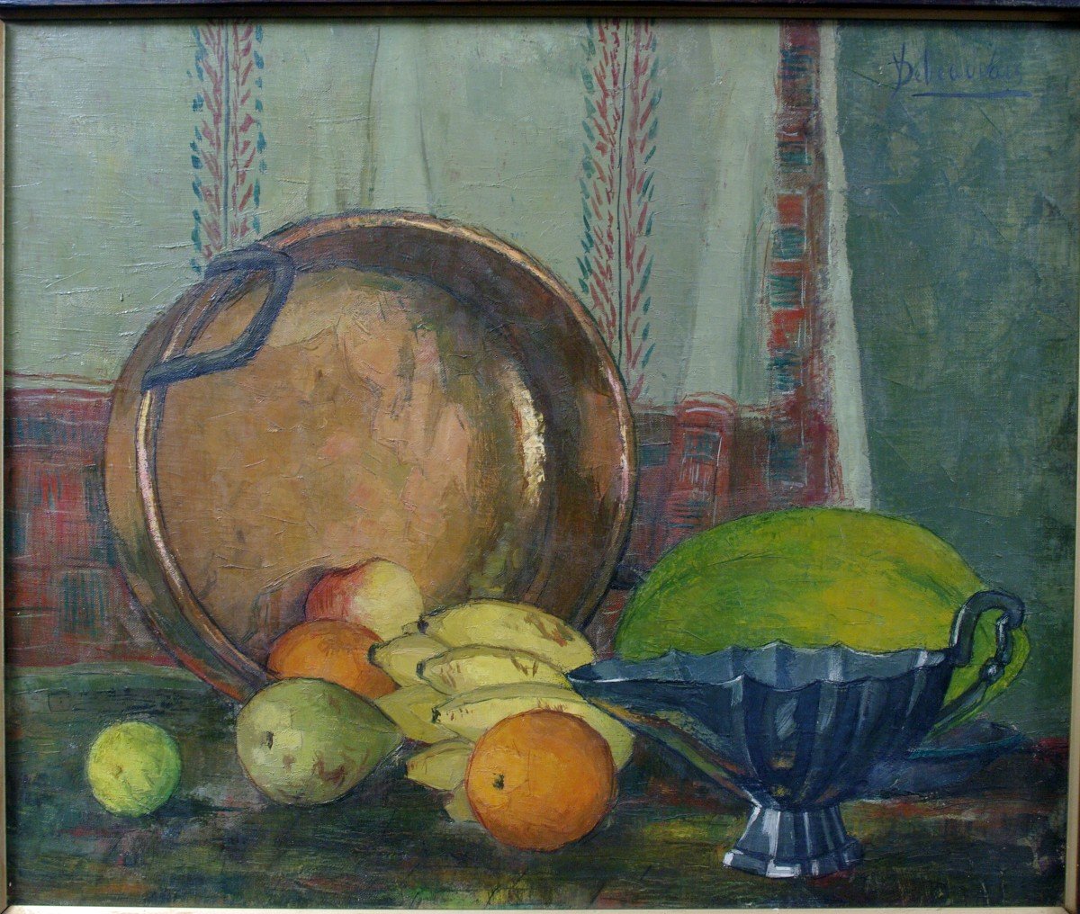 Painting Still Life Exotic Fruits Yvonne Debeauvais Around 1930-photo-2