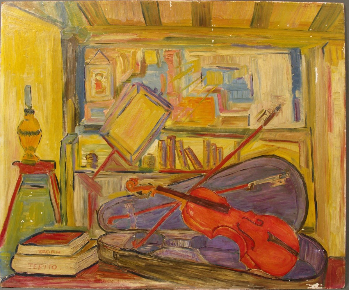 Still Life With Red Violin Around 1930 Tepito Taora-photo-4