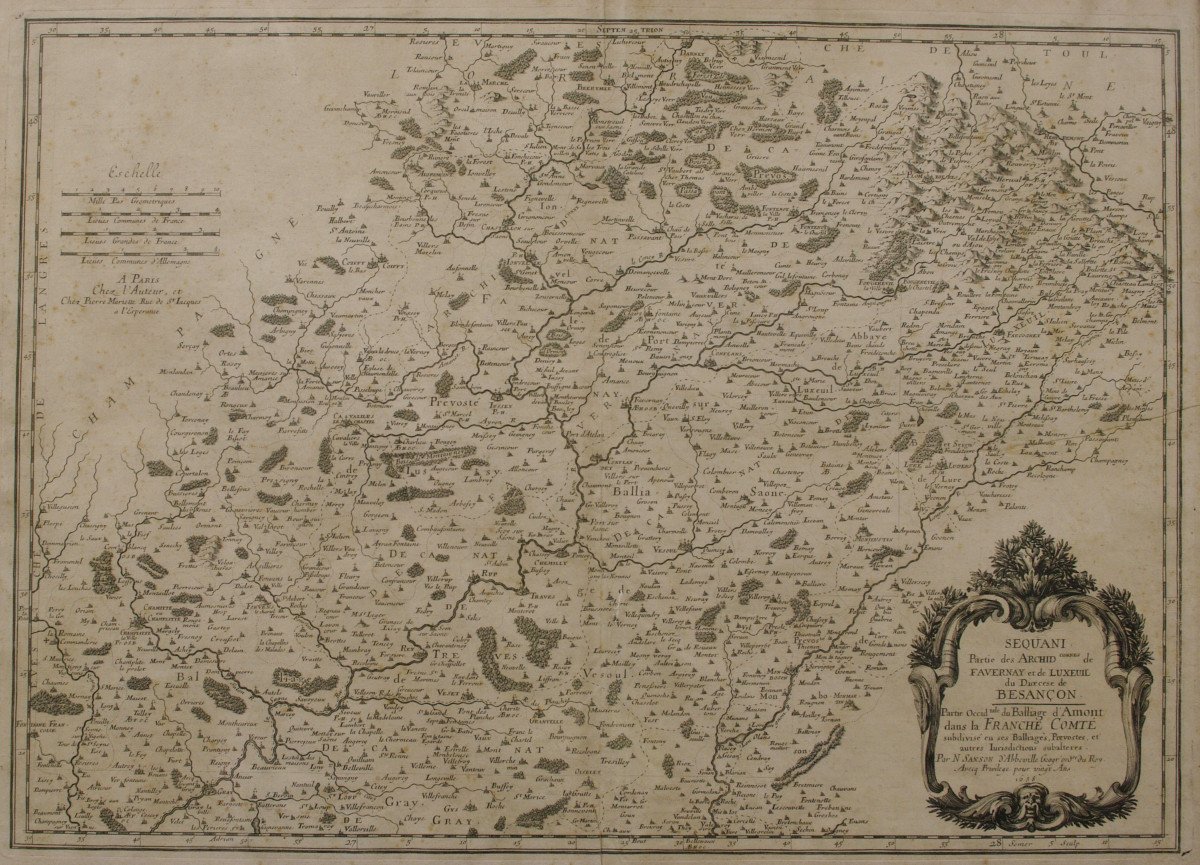 Franche Comté Map From 1658 By Nicolas Sanson d'Abbville Sequani Luxeuil Favernay-photo-2
