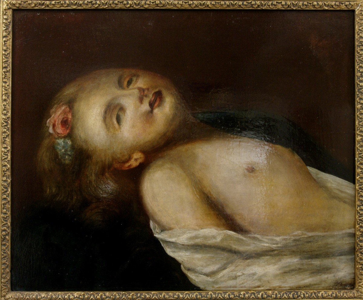 Old Painting On Wood Naked Portrait-photo-2