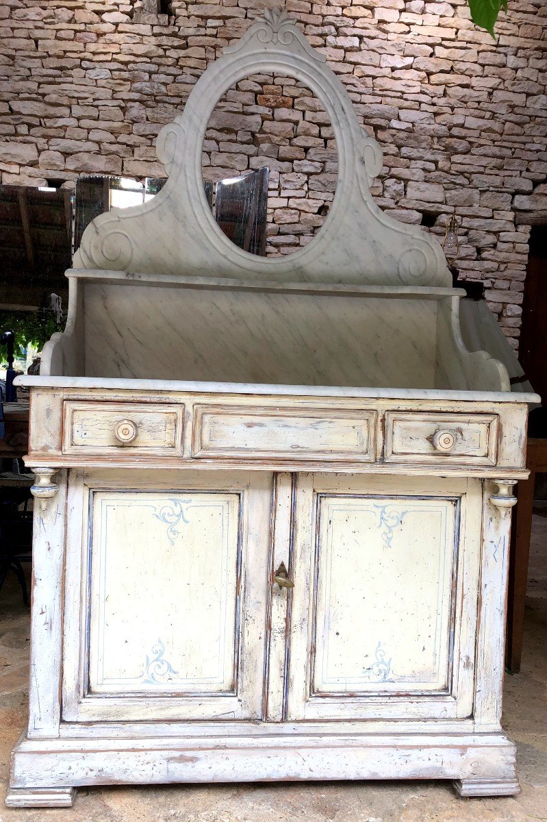 Meuble Toilette Fin 19ème Peinture d'Origine Patine Nature