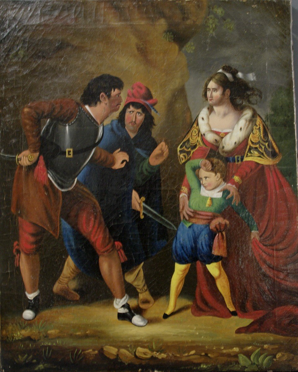 Painting 19th Spanish School Brigands Kidnapping-photo-2